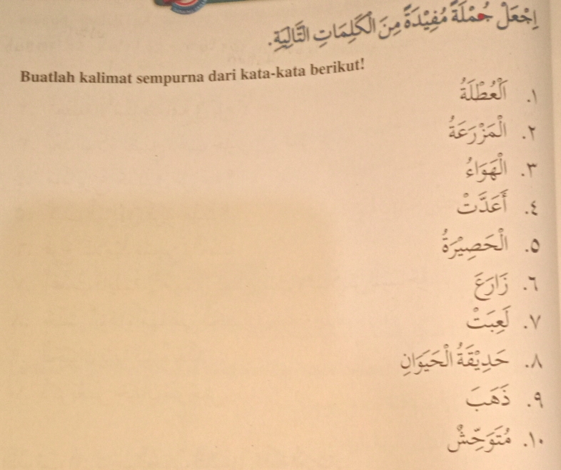 Buatlah kalimat sempurna dari kata-kata berikut! 

ál5gi. r
Bis
s ji . o
8 ∴ 
E . v
9
CS .9
A