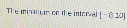 The minimum on the interval [-8,10]