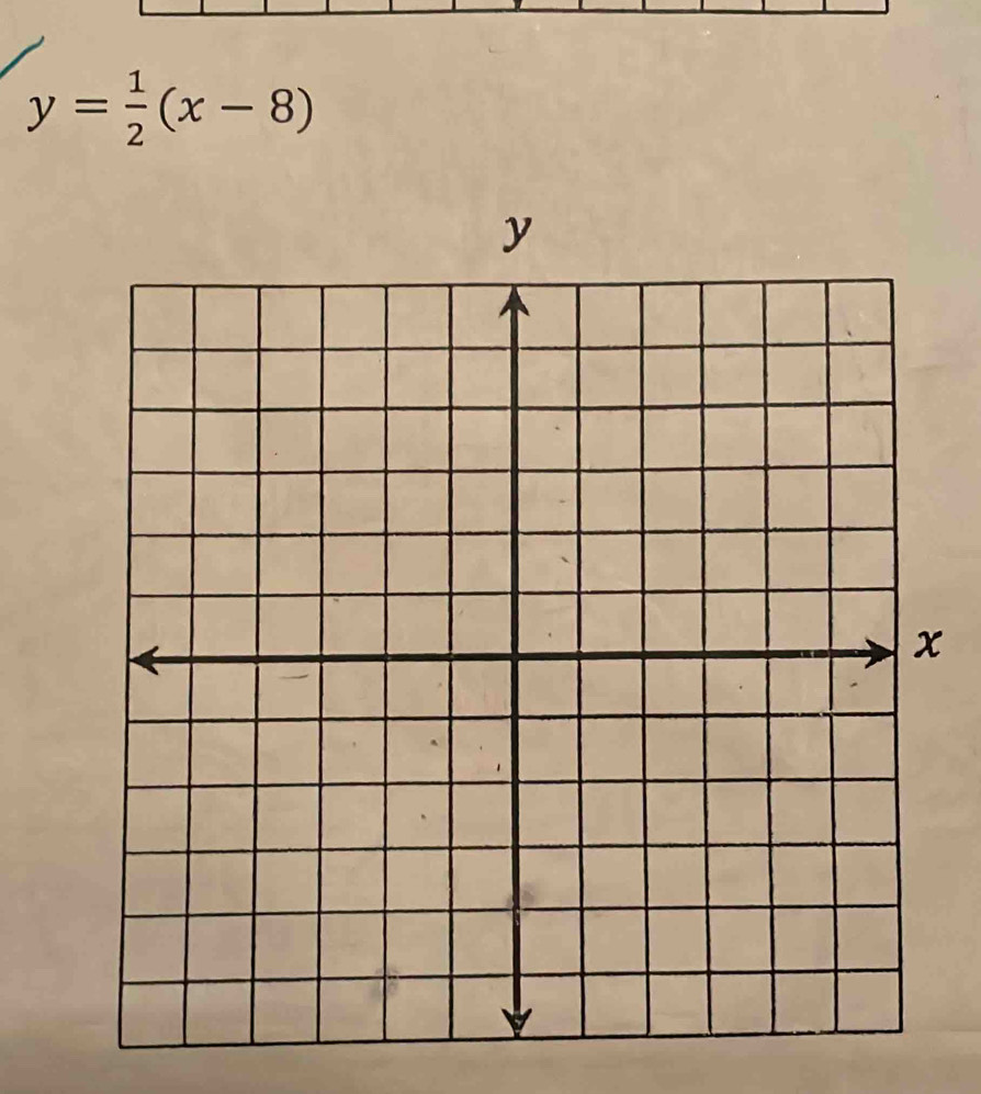 y= 1/2 (x-8)