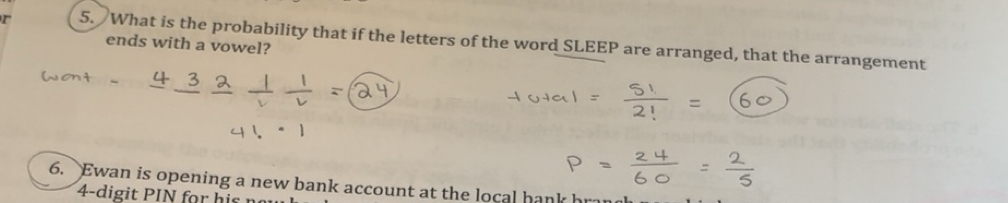 Solved: What is the probability that if the letters of the word SLEEP ...