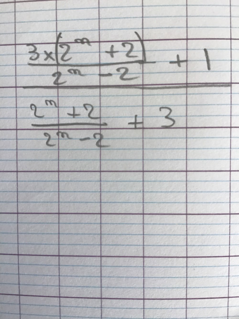 frac  (3x(2^(2+2)))/2-2 +1frac 2^(2+2)2+22^2-2+3