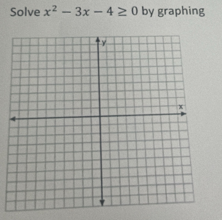 Solve x^2-3x-4≥ 0 by graphing