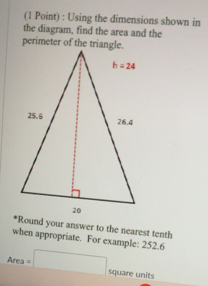 Solved: Using the dimensions shown in the diagram, find the area and ...