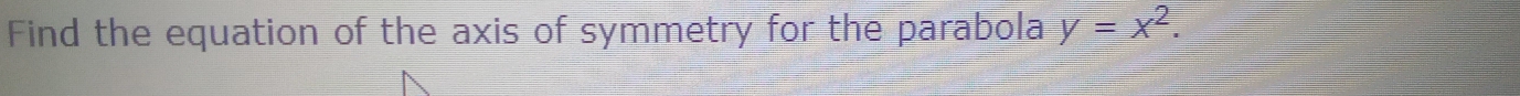 Find the equation of the axis of symmetry for the parabola y=x^2.