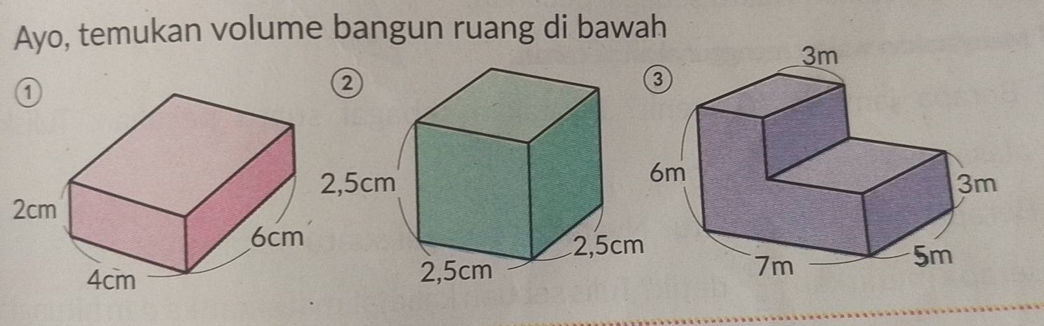 Ayo, temukan volume bangun ruang di bawah