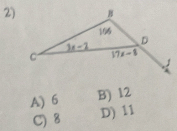 A) 6 B) 12
C) 8
D) 11