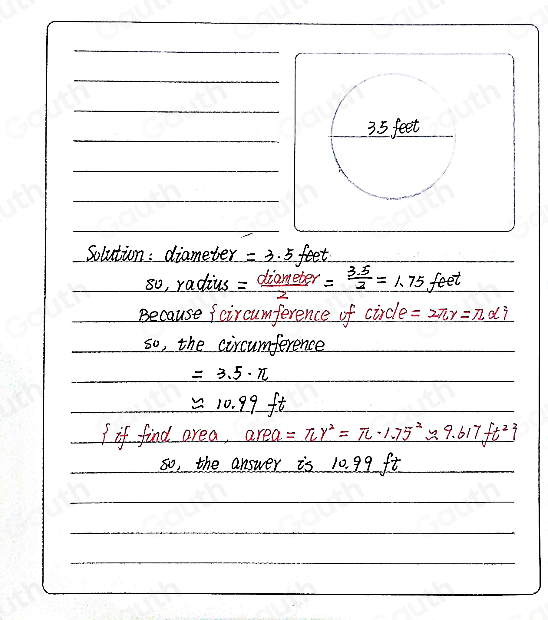 Solved: The diagram below shows the diameter of a circular stump. Which ...