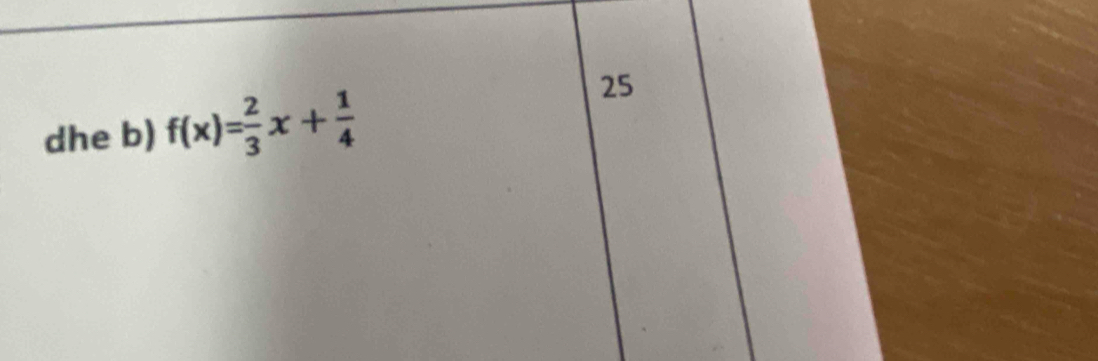 dhe b) f(x)= 2/3 x+ 1/4 
25