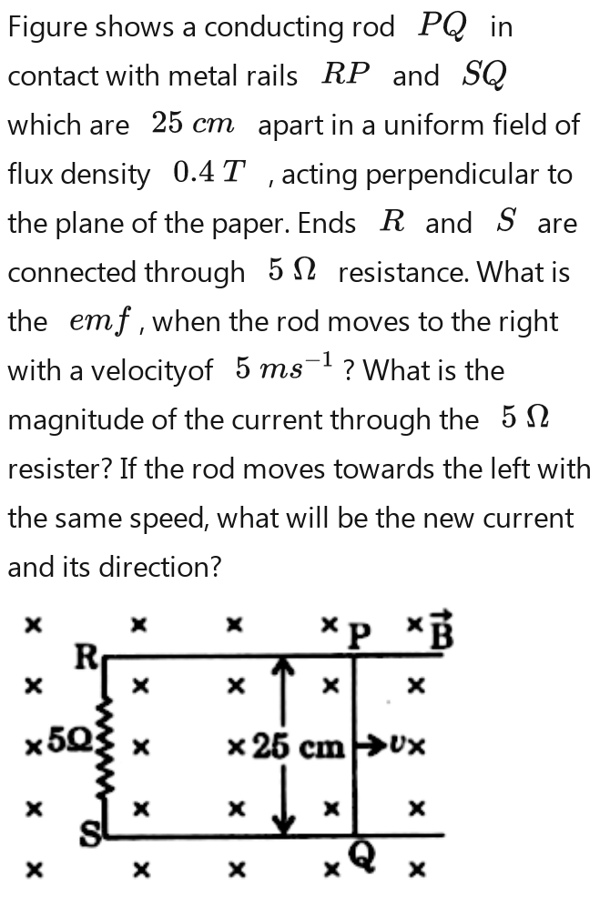 Solved: Figure shows a conducting rod PQ in contact with metal rails RP ...