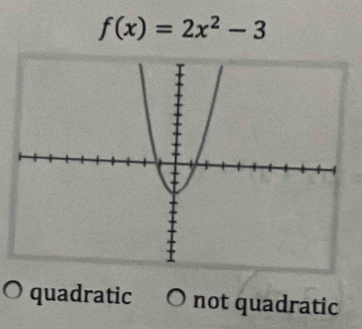 f(x)=2x^2-3
quadratic not quadratic