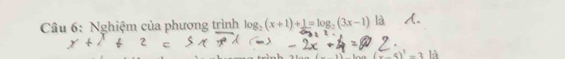 Nghiệm của phương trình log _2(x+1)+1=log _2(3x-1) là
(x-5)^3=3 là