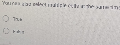 You can also select multiple cells at the same time
True
False