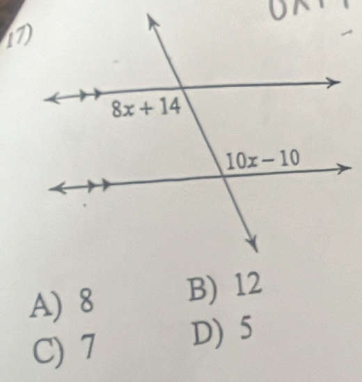 A) 8
B) 12
C) 7
D) 5