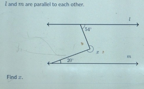 and m are parallel to each other.
Find x.