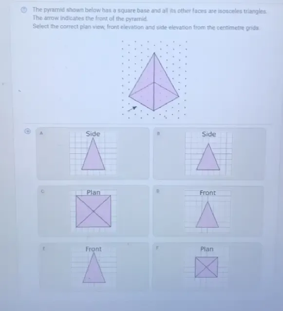 Solved: The pyramid shown below has a square base and all its other ...