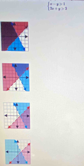 beginarrayl x-y>1 2x+y>2endarray.