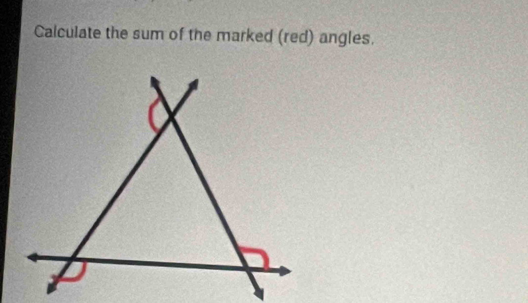 Calculate the sum of the marked (red) angles.