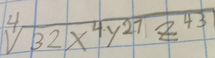 sqrt[4](32x^4y^(27)z^(43))