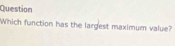 Question 
Which function has the largest maximum value?