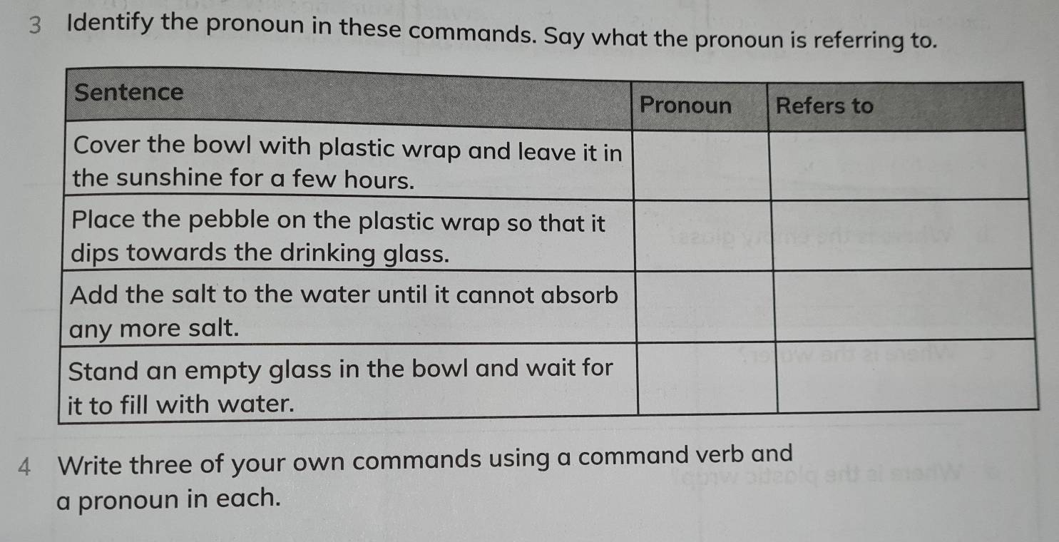 Solved: Identify the pronoun in these commands. Say what the pronoun is  referring to. 4 Write thr [Others]