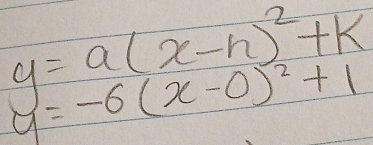 y=a(x-n)^2+k
y=-6(x-0)^2+1