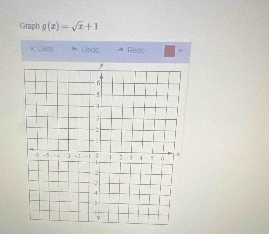 Graph g(x)=sqrt(x)+1
× Clear Unao Redo