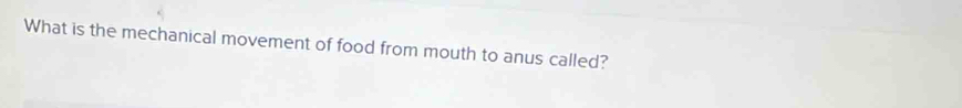 What is the mechanical movement of food from mouth to anus called?