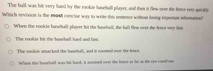 Solved: The ball was hit very hard by the rookie baseball player, and ...
