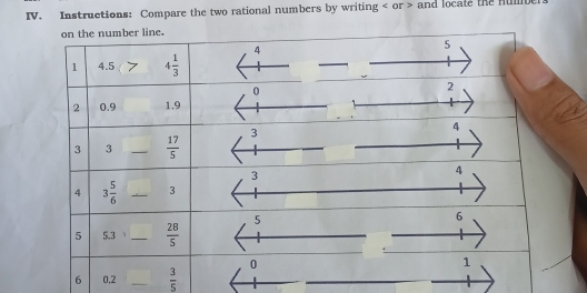 Instructions: Compare the two rational numbers by writing < or> and locate the hul
6 0.2  3/5 