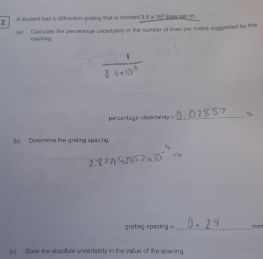 Solved: A student has a diffraction grating that is marked 3.5* 10^3 ...