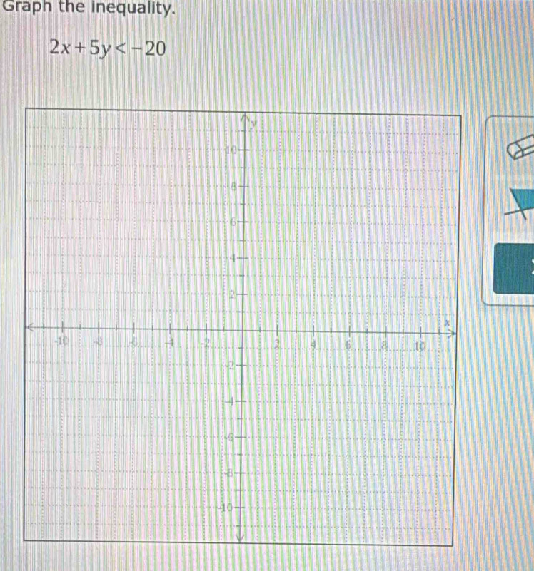 Graph the inequality.
2x+5y