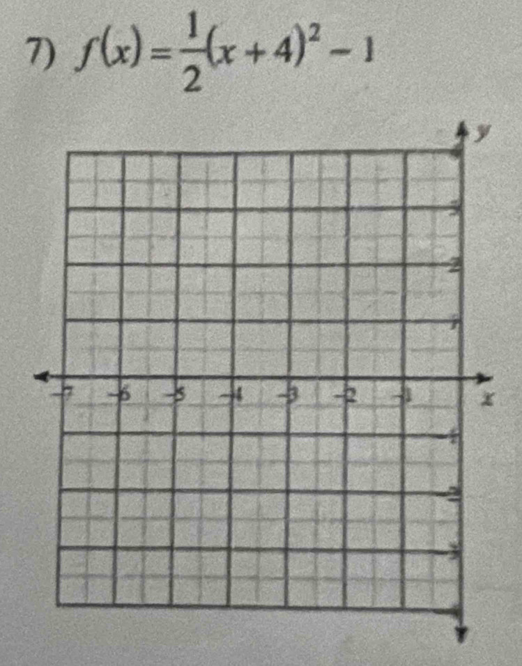 f(x)= 1/2 (x+4)^2-1