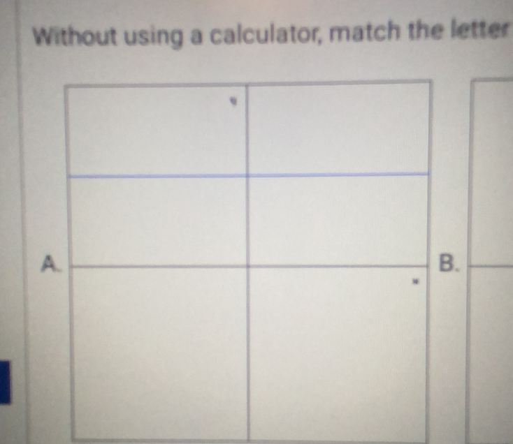 Without using a calculator, match the letter