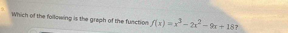 Which of the following is the graph of the function f(x)=x^3-2x^2-9x+18 ?