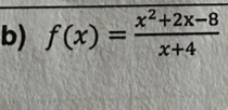 f(x)= (x^2+2x-8)/x+4 