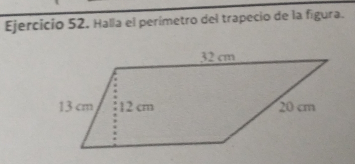 Halla el perímetro del trapecio de la figura.