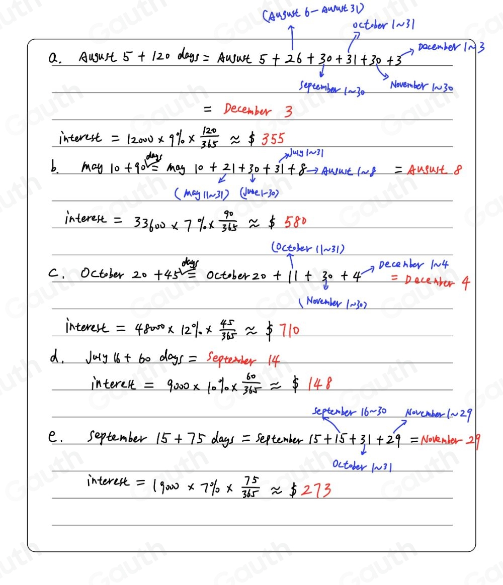 Solved: Maturity Dates of Notes Receivable Determine the maturity date ...