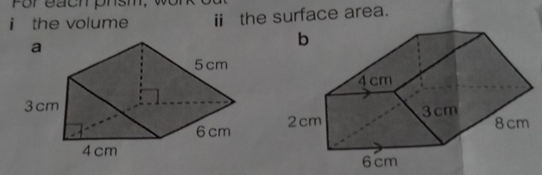 For each phsm, 
i the volume i the surface area.