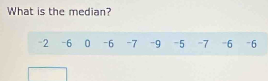 What is the median?
-2 -6 0 -6 -7 -9 -5 -7 -6 -6