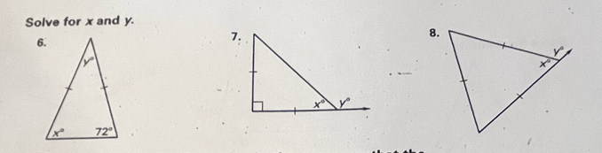 Solve for x and y.
8.
7.