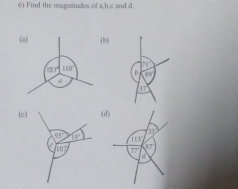 Find the magnitudes of a,b,c and d.
(b)
(c)