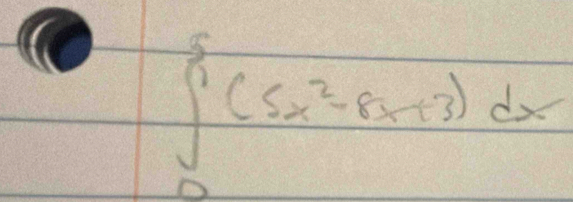 ∈tlimits _0^(5(5x^2)-8x+3)dx