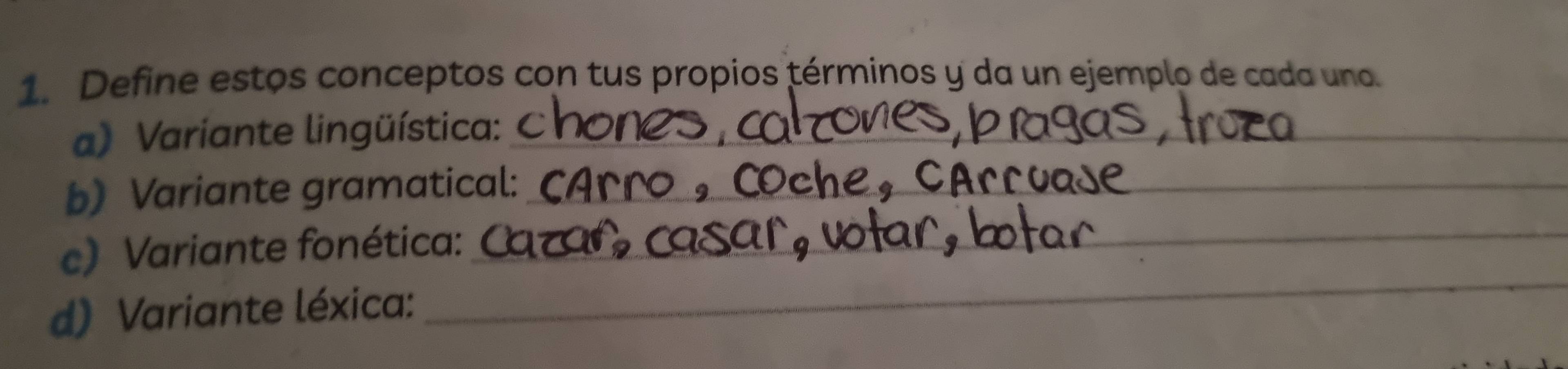 Resuelto:Define estos conceptos con tus propios términos y da un ...