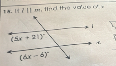 If l||m , find the value of x.