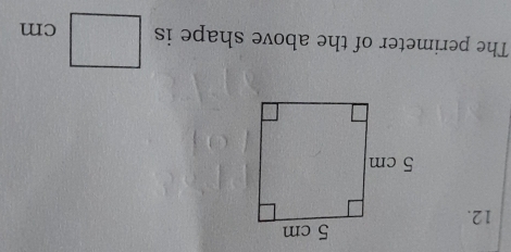 The perimeter of the above shape is □ cm