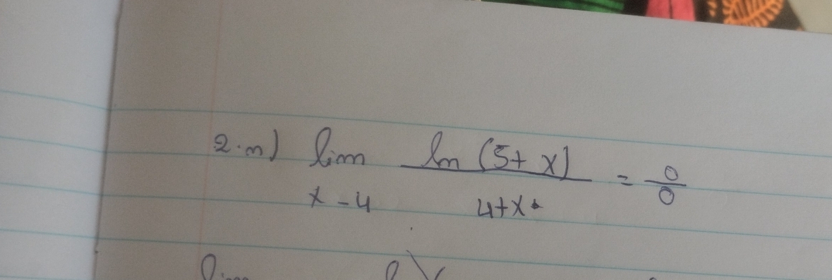 limlimits _xto 4 (ln (5+x))/4+x^2 = 0/0 