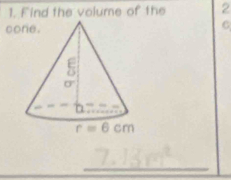 Find the volume of the 2
co
C