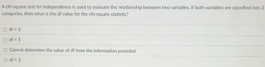 Solved: A chi-square test for independence is used to evaluate the ...