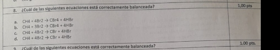 Cuál de las siguientes ecuaci