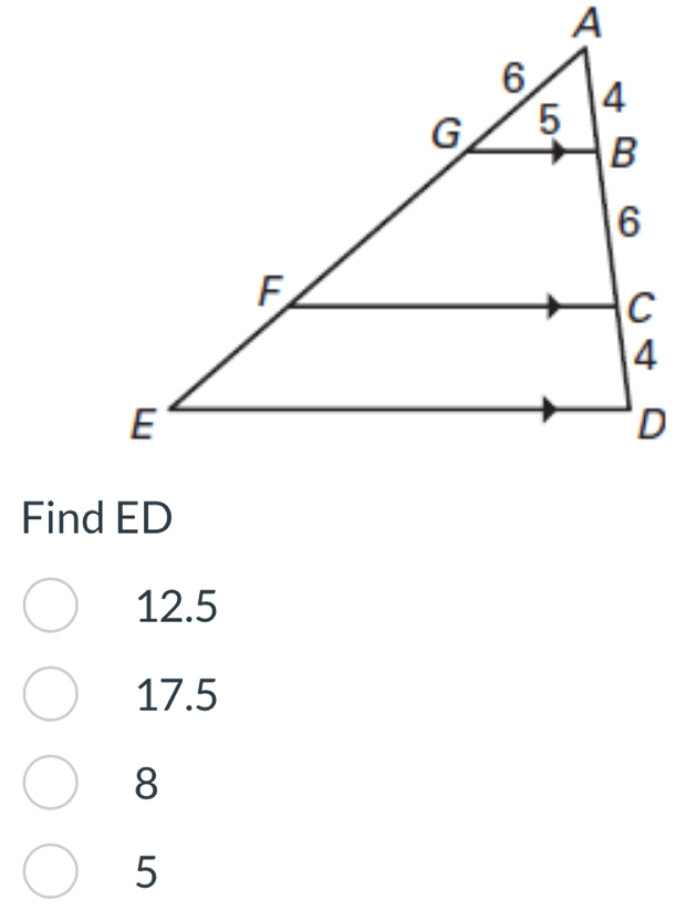 Find ED
12.5
17.5
8
5